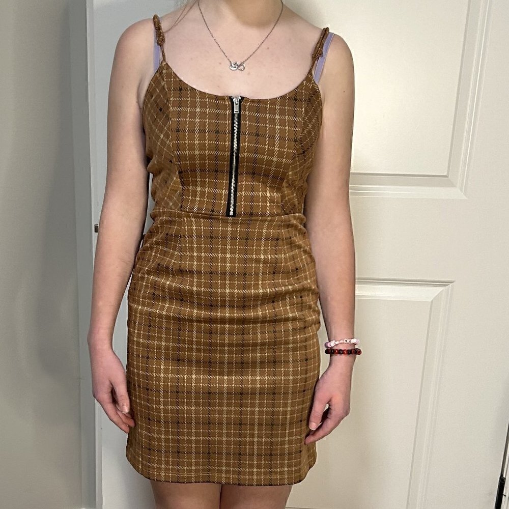 Women's Brown and Beige Plaid Dress Size XS (1) NWT